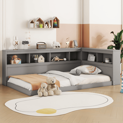 Cama de dia, 90x200 cm - Sofá-cama, com tomada e 2 portas USB, com estrado (sem colchão) - Cinza