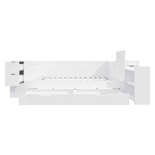 Cama infantil 140x200 - multifuncional com arrumação, gavetas e prateleiras - branco