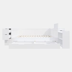 Cama infantil 140x200 - multifuncional com arrumação, gavetas e prateleiras - branco