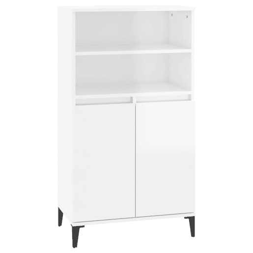 Armário alto - Bufete - Móvel de apoio 60x36x110cm derivados de madeira branco brilhante pt765
