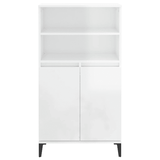 Armário alto - Bufete - Móvel de apoio 60x36x110cm derivados de madeira branco brilhante pt765