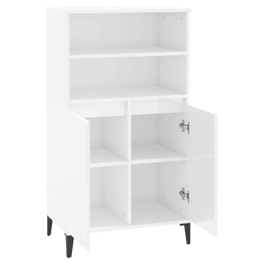 Armário alto - Bufete - Móvel de apoio 60x36x110cm derivados de madeira branco brilhante pt765