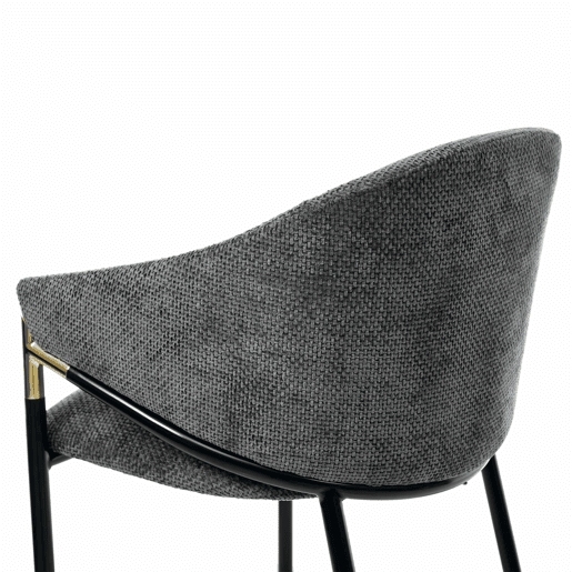 Cadeiras de jantar 6 unidades - confortáveis e respiráveis, modernas, chenille com apoios de braço em aço inoxidável dourado - cinza