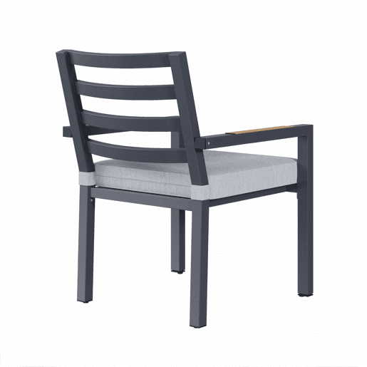 Conjunto de jantar de jardim para 6 pessoas - 1 mesa e 6 cadeiras, ferro galvanizado, tampo em madeira plástica - cinzento