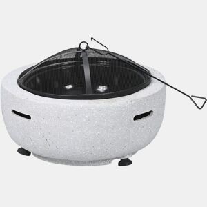 Braseiro em pedra Volkan - 60 x 60 x 40 cm - Branco