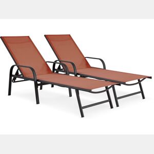 Conjunto de 2 espreguiçadeiras metálicas Farniente com braços - Terracota