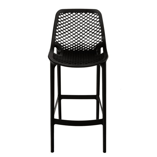 Conjunto de 2 banquetas de bar com encosto de plástico preto para uso externo altura do assento 75 cm 10_0005557