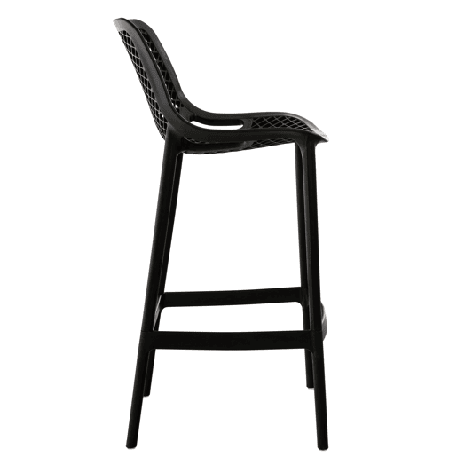 Conjunto de 2 banquetas de bar com encosto de plástico preto para uso externo altura do assento 75 cm 10_0005557