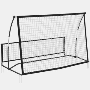 SPORTNOW Rede de Ressalto Dobrável 2 em 1 Ressalto de Futebol Portátil com Bolsa de Transporte para Treino de Futebol e Basebol, para Jardim 200x94x122 cm Preto
