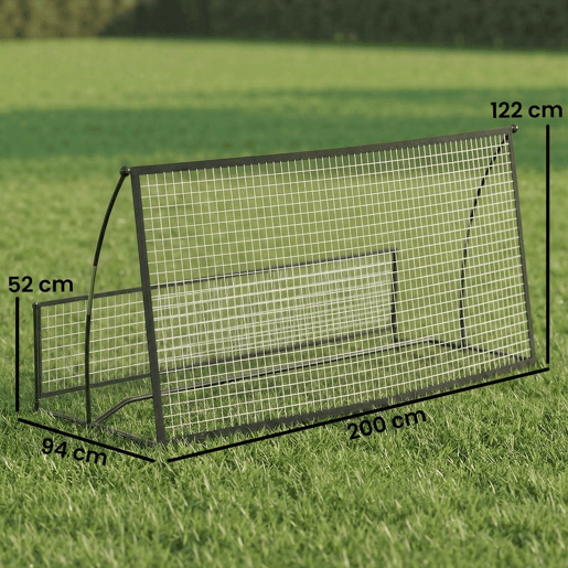 SPORTNOW Rede de Ressalto Dobrável 2 em 1 Ressalto de Futebol Portátil com Bolsa de Transporte para Treino de Futebol e Basebol, para Jardim 200x94x122 cm Preto