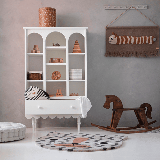 Estante de 1 gaveta Wood Luck Babushka Branco
