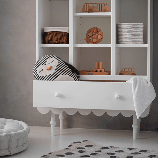 Estante de 1 gaveta Wood Luck Babushka Branco