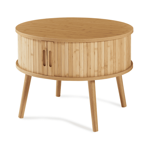 Mesa de cabeceira Nordkapp com 2 portas bambú 45xØ60 cm - Natural en.casa