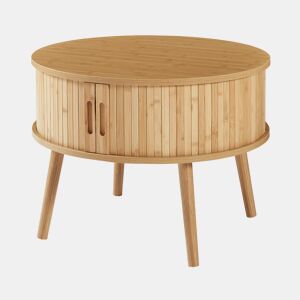 Mesa de cabeceira Nordkapp com 2 portas bambú 45xØ60 cm - Natural en.casa