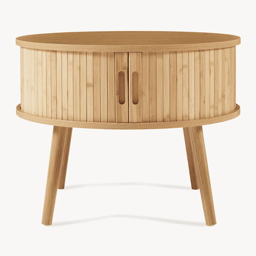 Mesa de cabeceira Nordkapp com 2 portas bambú 45xØ60 cm - Natural en.casa