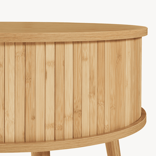 Mesa de cabeceira Nordkapp com 2 portas bambú 45xØ60 cm - Natural en.casa