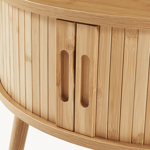 Mesa de cabeceira Nordkapp com 2 portas bambú 45xØ60 cm - Natural en.casa