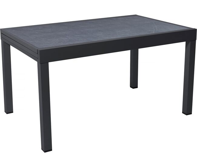 Mesa de jardín extensible de aluminio <> - 140/280 x 90 x 76 cm - negro