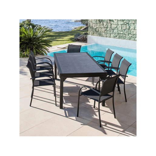 Mesa de jardim em alumínio extensível Lagos - 140280 x 90 x 76 cm - Preto
