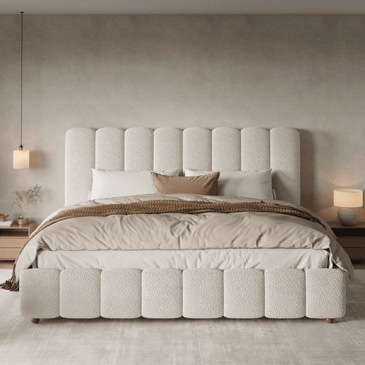 Cama de casal de tecido 160x200 cm com armazenamento,branco