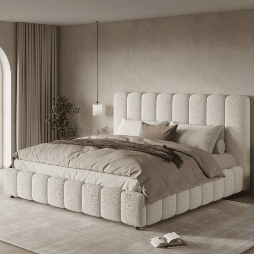 Cama de casal de tecido 160x200 cm com armazenamento,branco