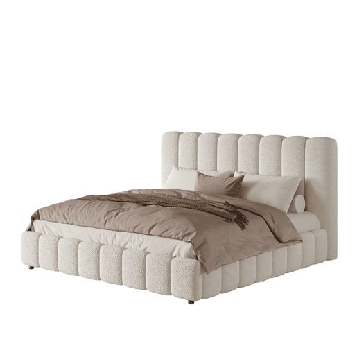 Cama de casal de tecido 160x200 cm com armazenamento,branco