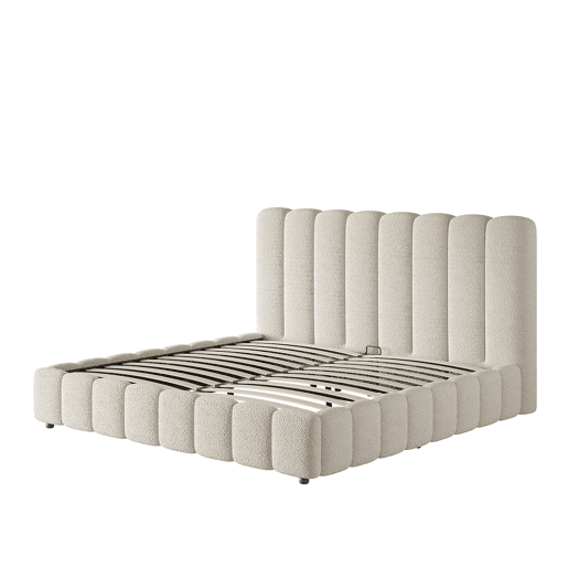 Cama de casal de tecido 160x200 cm com armazenamento,branco