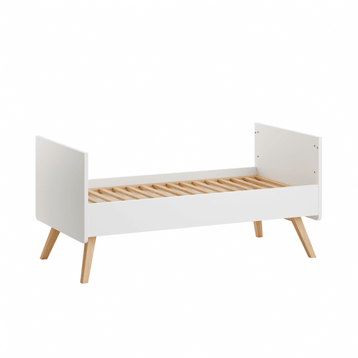 Cama extraível Vox Vintage Branco e Madeira 70x140 com estrado de ripas