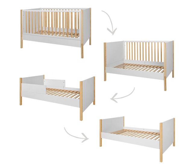 Cuna bellamy juliette 70x140 blanca y madera