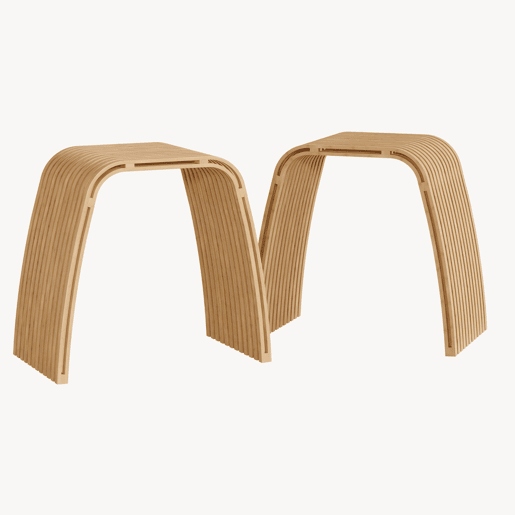 Conjunto de 2 bancos para cuarto de banho Jysa bambu 45x50x31cm - Natural en.casa