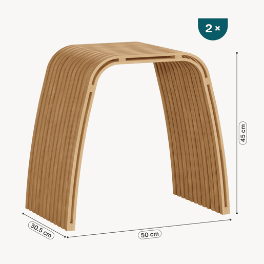 Conjunto de 2 bancos para cuarto de banho Jysa bambu 45x50x31cm - Natural en.casa