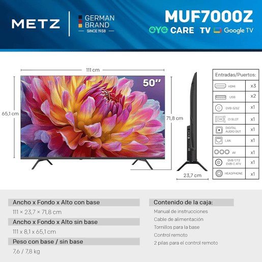 Metz Smart TV 50MUF7000Z 50 polegadas 4K Ultra HD preto Metz Smart TV 50MUF7000Z 50 polegadas 4K Ultra HD preto