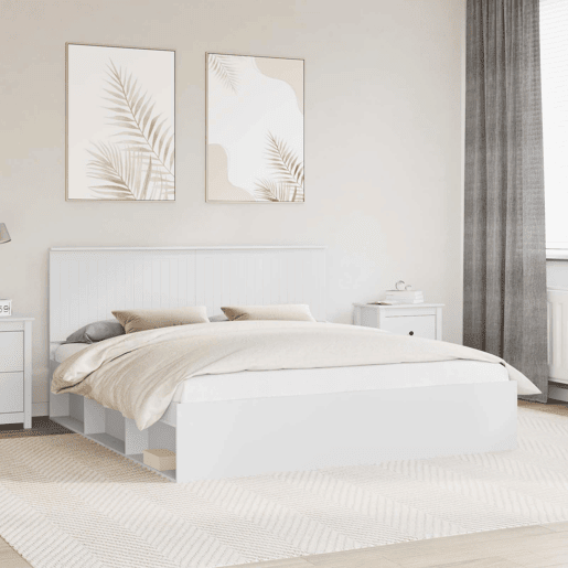 Estrutura da Cama de casal simple com cabeceira Branco 180 x 200 cm