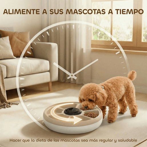 PawHut Alimentador Automático para Gatos e Cães Dispensador de Comida com Temporizador Programável Pacote de Gelo 6 Bandejas Ecrã LED Funciona com Pilhas para Comida Húmida e Seca