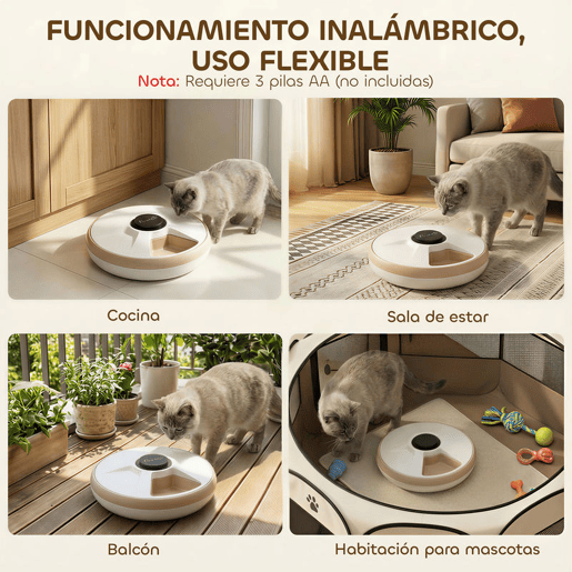PawHut Alimentador Automático para Gatos e Cães Dispensador de Comida com Temporizador Programável Pacote de Gelo 6 Bandejas Ecrã LED Funciona com Pilhas para Comida Húmida e Seca