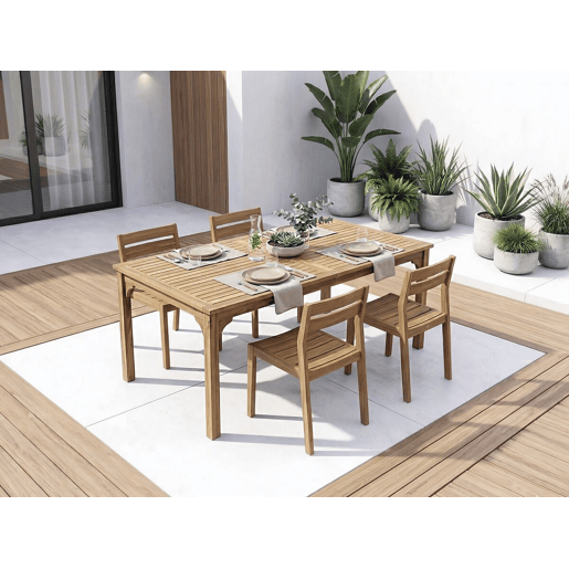 Mesa de jardim de madeira extensível Valladolid 180240 cm - lugares 6 a 10 - Castanho