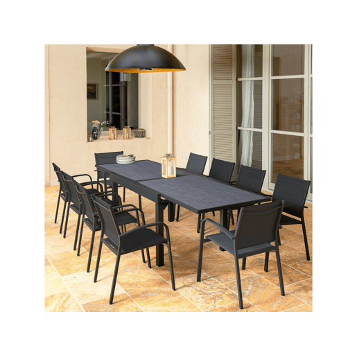 Mesa de jardim em alumínio extensível Lagos - 200320 x 105 x 76 cm - Preto