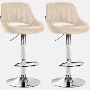 Conjunto de 2 banquetas de bar com apoio para os pés arqueado assentos em couro sintético creme estrutura metálica TDB10751