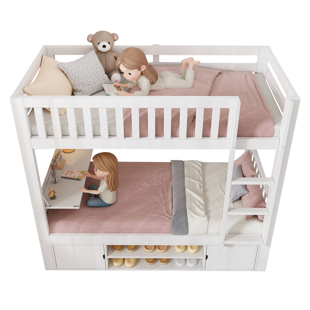 litera infantil de madera maciza 90x200 cmblanco