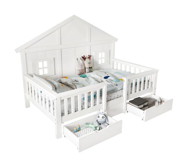 Litera infantil de madera maciza 90x200 cm,blanco