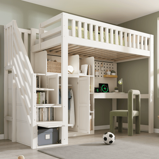 Cama de criança,cama alta de madeira maciça 90x200 cm,branco