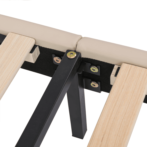 Cama individual 90x200 - Cabeceira infantil em forma de animal, estrutura metálica e estrado estável - Bege