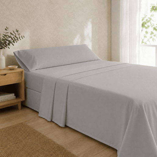 Jogo de Lençóis Cinza Claro Cama de 150cm 144 Fios Donegal Collections Jogo de Lençóis Cinza Claro Cama de 150cm 144 Fios Donegal Collections