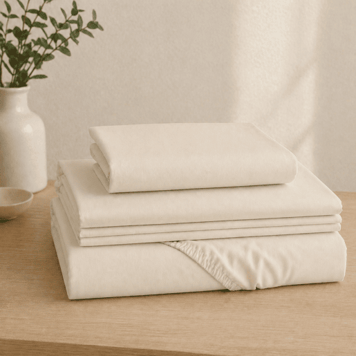 Jogo de Lençóis Bege Cama de 90cm 144 Fios Donegal Collections