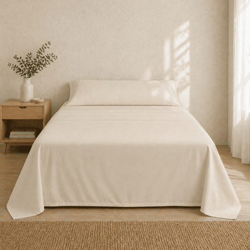 Jogo de Lençóis Bege Cama de 90cm 144 Fios Donegal Collections