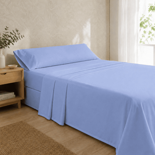 Jogo de Lençóis Azul Cama de 90cm 144 Fios Donegal Collections