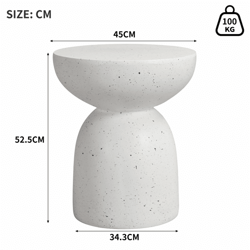 Mesa auxiliar para exterior - leve e prática, estilo moderno - Terrazzo branco
