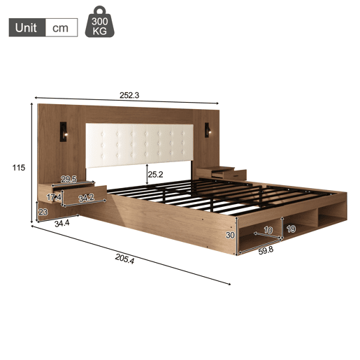 Cama de casal de mdf 180x200 cm,noz