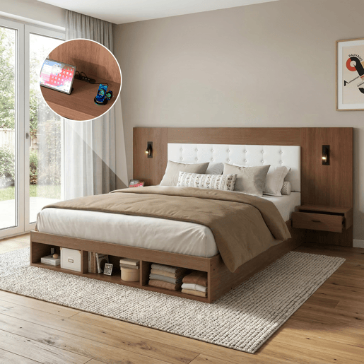 Cama de casal de mdf 180x200 cm,noz