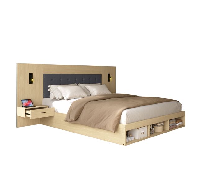 Cama de matrimonio de mdf 180x200 cm,roble